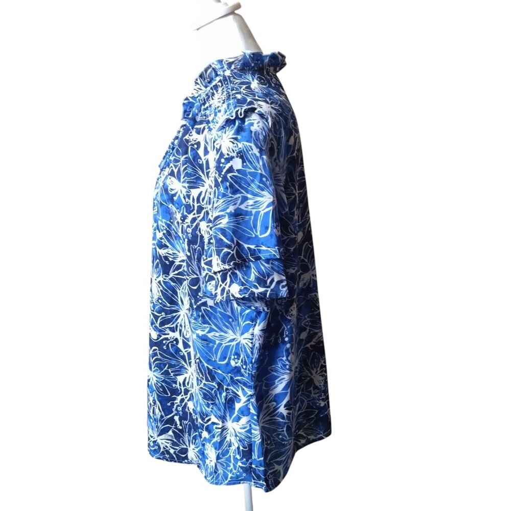 A Love Story Size 2X Floral Flutter Sleeve Ruffle Accent Pullover Blouse Top - Picture 6 of 8